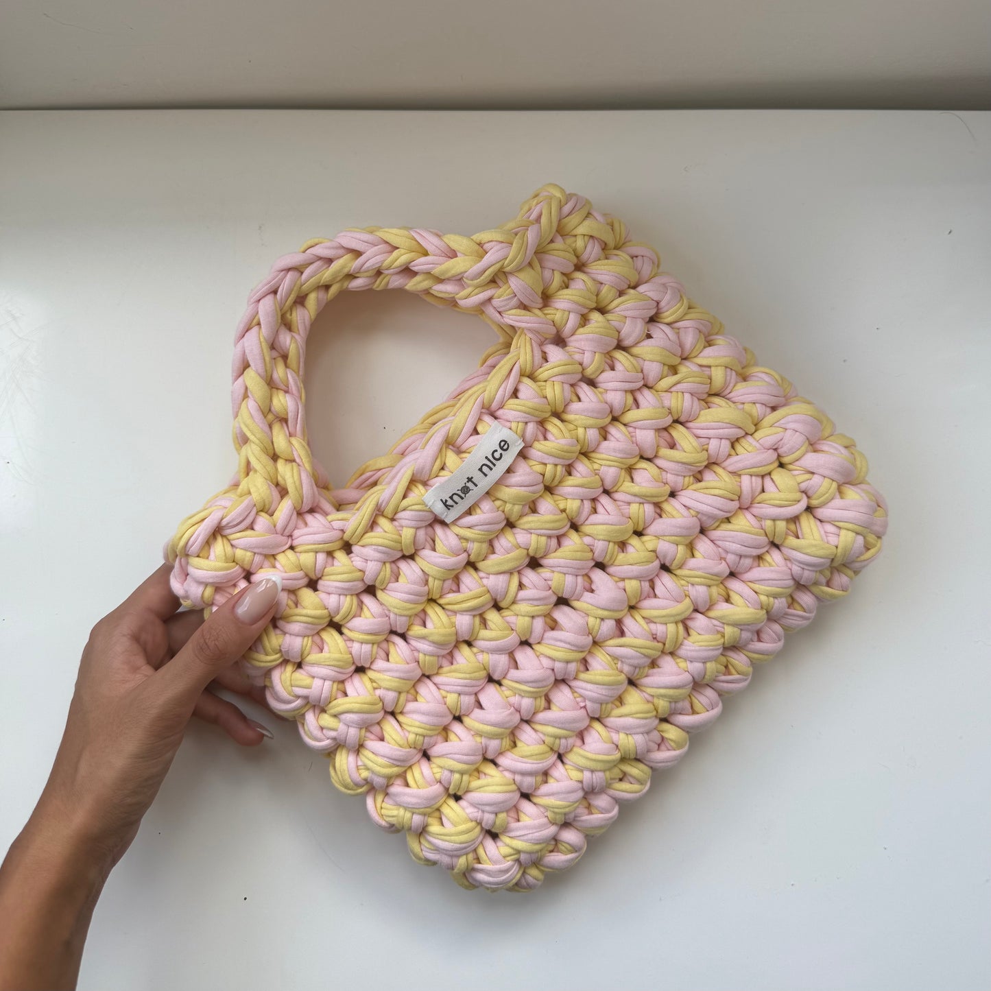 mini tote - pink & yellow