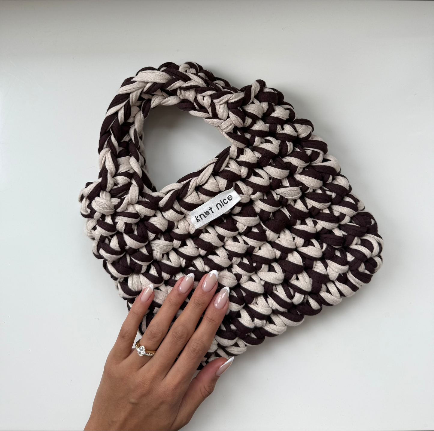 mini tote - brown and beige