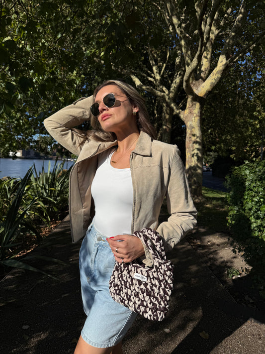 mini tote - brown and beige