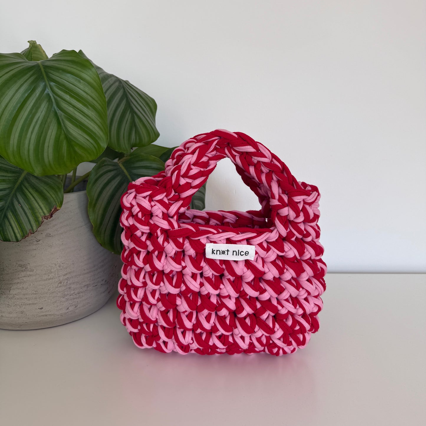 mini tote - pink & red