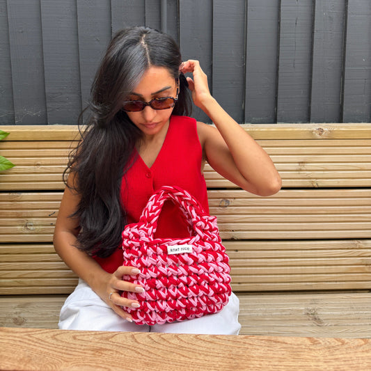 mini tote - pink & red