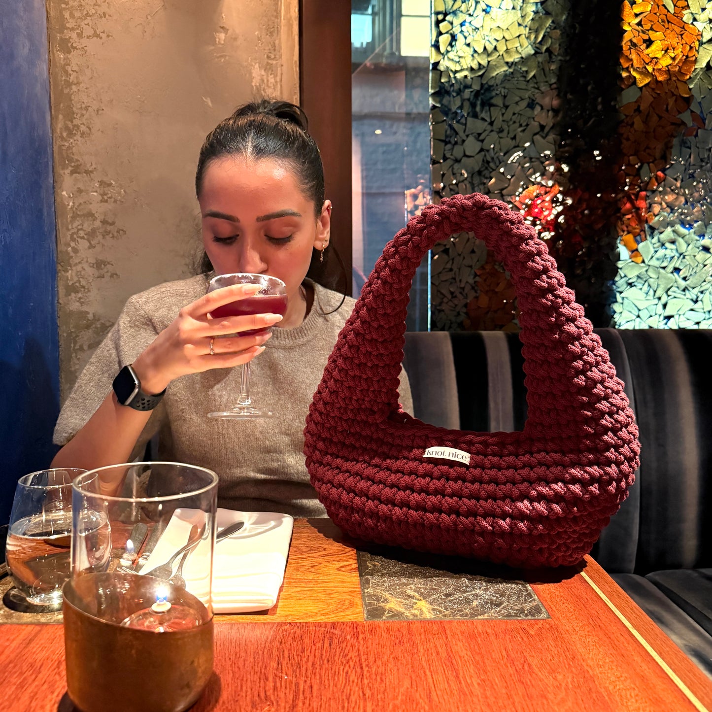 egg bag - burgundy