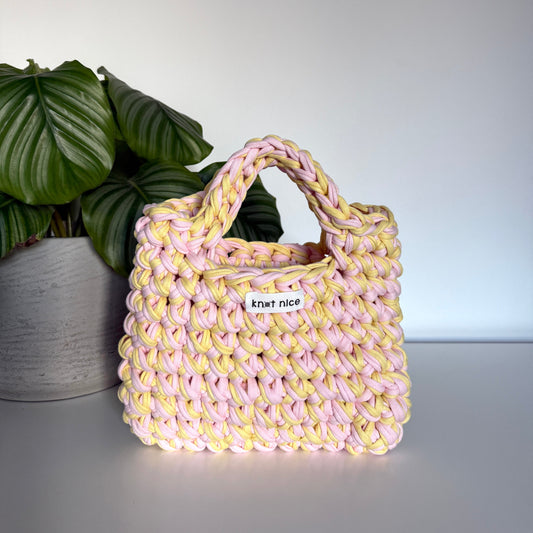mini tote - pink & yellow