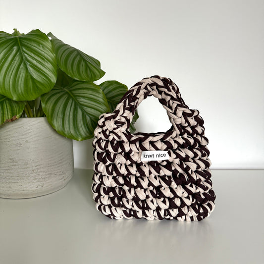 mini tote - brown and beige