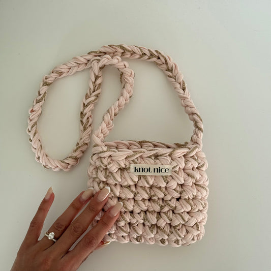 kiddie knot - pink & gold glitter