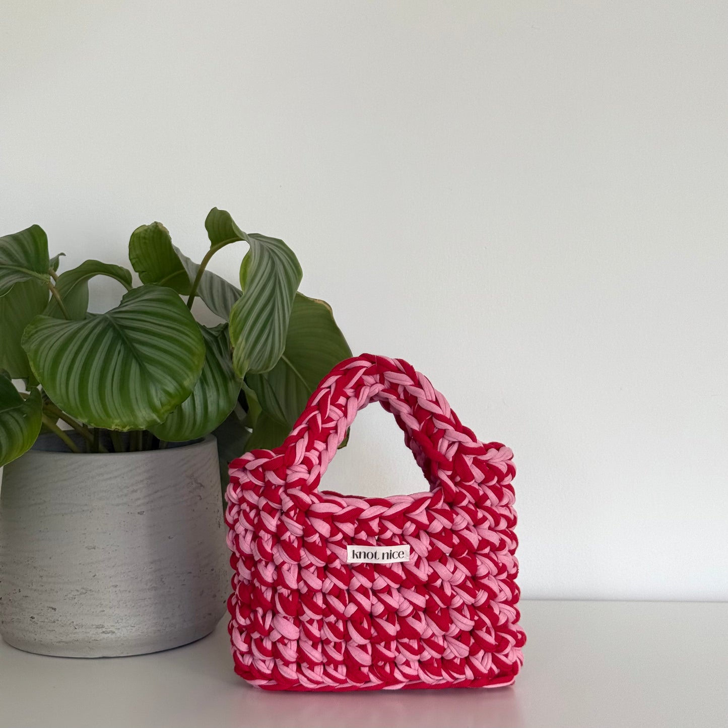mini tote - pink & red