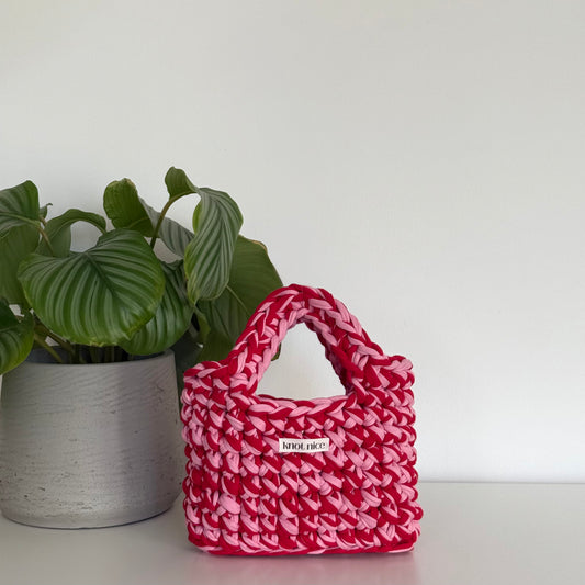 mini tote - pink & red