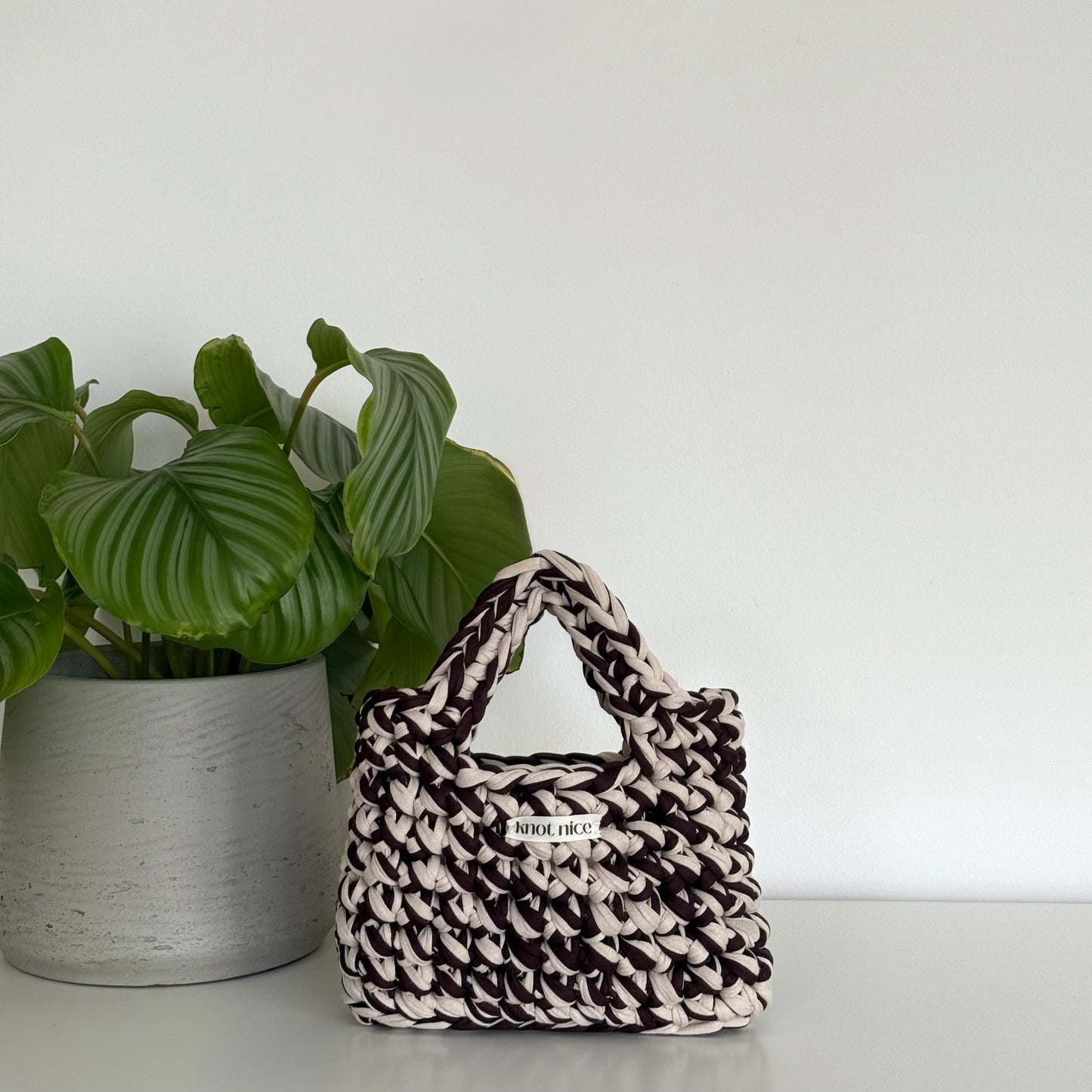 mini tote - brown and beige