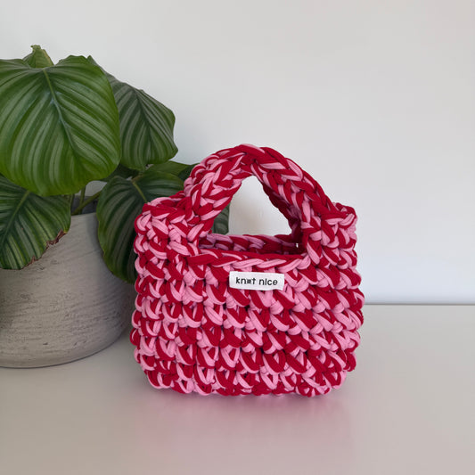 mini tote - pink & red